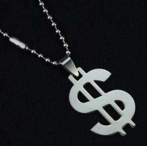 New $ Dollar Sign Charm NECKLACE Stainless Steel Pendant Charm Money - Picture 1 of 2