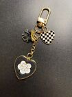Camellia Flowers Heart Bag Charm Keychain Key Ring Car Charm Phone Charm