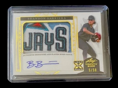 2022 Leaf Trinity Brandon Barriera RPA Jumbo Logo Patch Auto Rookie Gold /50!! - Image 1 of 2