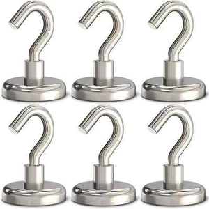 Magnetic Hooks Heavy Duty, 100 Lbs Strong Hooks for Hanging, Magnet Pack of 6 - Picture 1 of 7