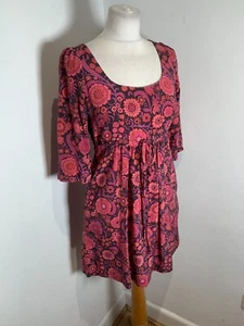 Vintage handmade silk tunic mini dress 8 10 VGC floral print pattern - Picture 1 of 9