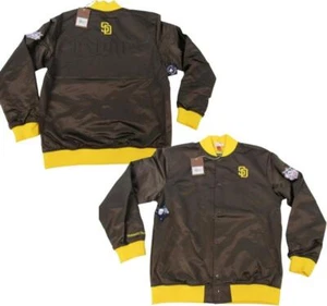 San Diego Padres Mens Mitchell & Ness Light Weight Satin Snap Jacket Coat $135 - Picture 1 of 12
