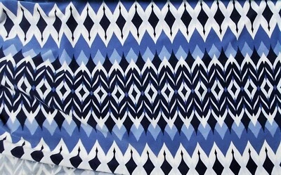 Blue & White Diamond  chevron stretch jersey Fabric  2.5 yds X 56" - Image 1 of 4