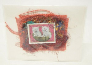 *Signed* Elisa Goodman Curmudgeon Greeting Cards Stamp Art Cats Sharjah Air Mail