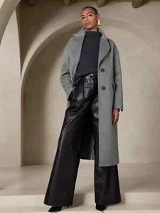 Banana Republic M CARYS DOUBLE-FACED COAT Dark Heather Grey Medium #506007 NWT - Picture 1 of 6