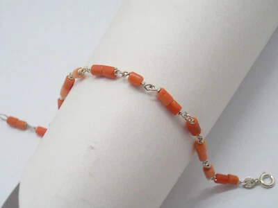 Braccialetto in Argento 925 con Corallo Rosa naturale - Bracciale - Immagine 1 di 4
