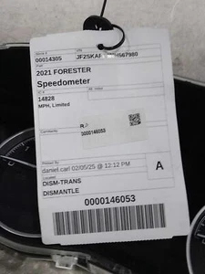 Used Speedometer Gauge fits: 2021 Subaru Forester MPH Limited Grade A - Picture 1 of 4