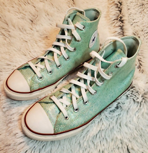 VTG 80's Converse Chuck Taylor All Star Green Glitter Shoes Junior US 4 EU 36