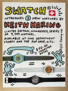 1986 SWATCH 3 New Watches by Keith Haring vintage print Ad - Picture 1 of 1