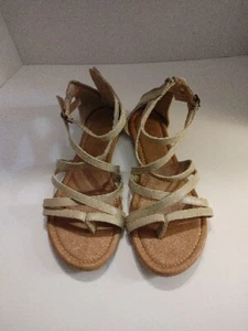Luffymomo Womens Cross Strappy Flat Sandles Beige Size 10 - Picture 1 of 13