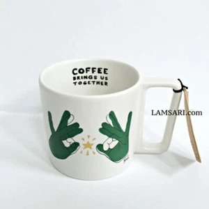 Starbucks ASL Sign Language Coffee Brings Us Together Ceramic Tea Coffee Mug Cup - Picture 1 of 4