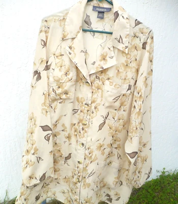DE COLECCIÓN 80 90S 3X BEIGE MARRÓN FLORAL BOTONES BLUSA BOLSILLOS 24 DISEÑOS LANE BRYANT Foto 1 de 4