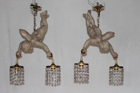 Pair of French cherub light pendants Cover