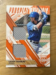 2019 Elite Extra Edition Leody Taveras Triple Prospect Materials Orange 77/199 - Picture 1 of 2