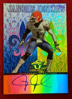 2012 LEAF VALIANT DRAFT BLUE #JJ1 JANORIS JENKINS #'D 85/99 - Image 1 of 2