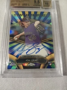 Jon Gray Topps 2016 cromo impacto juvenil automático radiocontrol 75 novato Rockies Bgs 9,5 gem - Imagen 1 de 3