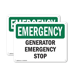 (2 Pack) Generator Stop OSHA Emergency Sign Decal Metal Plastic - Picture 1 of 23