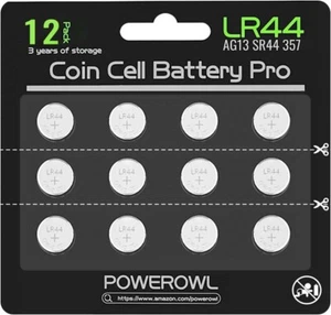 High Capacity L1154F LR44 Batteries 12 Pack, AG13 357 303 SR44 A76 Premium Alkal - Picture 1 of 7