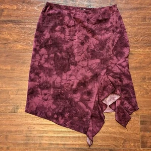 VTG Per Seption Women M Purplish Mini Skirt Tie Dye Glitter Stretch Side Slit - Picture 1 of 7