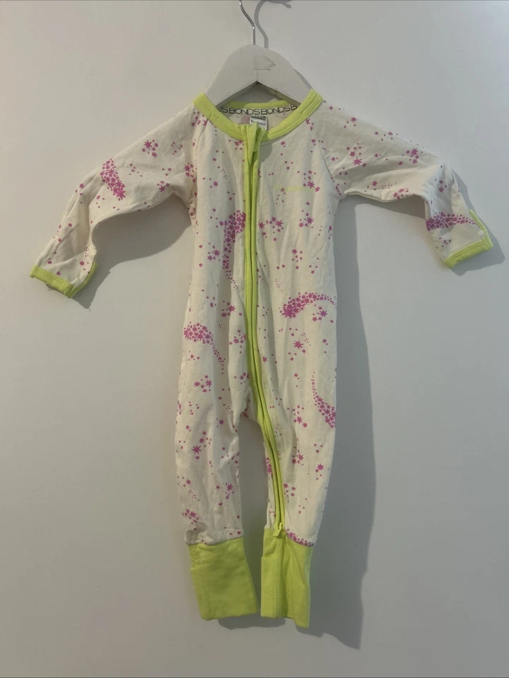 Bonds Zip Wondersuit Romper Happy Always Sz 00 Posy (Acc240)