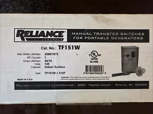 Reliance Controls TF151W Furnace Transfer Switch, NEW, Easy/Tran - Picture 1 of 6
