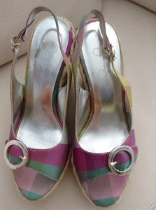Jessica Simpson Silk Platform Wedge Sandals US 7.5B/EU 38B - Picture 1 of 7