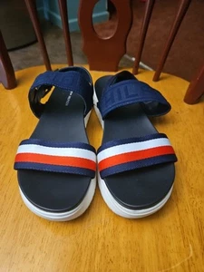 Sandalias Tommy Hilfiger para mujer rojas blancas azules con tiras talla 8 M - Imagen 1 de 10