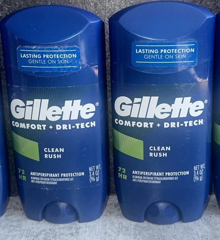 Lote de 2 antitranspirantes Gillette Comfort + Dri-Tech 3,4 OZ Clean Rush Foto 1 de 1