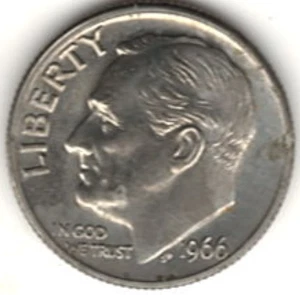 1966 SMS Clad ROOSEVELT DIME in BRILLIANT UNCIRCULATED CONDITION      stk sms10 - Picture 1 of 4