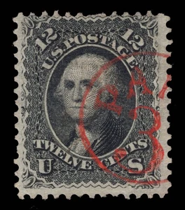 MOMEN: US BRIEFMARKEN #90 ROTE ZIFFERN 3 BEZAHLT IM KREIS GEBRAUCHT BEAUTY LOT #95376* - Bild 1 von 2