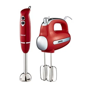 GEEPAS 400W Hand Blender & 300W Hand Mixer Kitchen Combo Set Electric Whisk Red - Picture 1 of 12