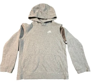Nike Sweatshirt Youth Large Gray Hoodie Pull-Over Embroidered - Picture 1 of 4