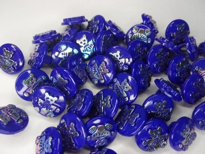 50 x Iridescent Teddy Bear Buttons Rainbow Foil Novelty 13mm Royal Blue N18 - Image 1 of 2