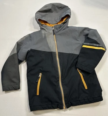 Chaqueta para niños Lands End con capucha talla 5-6 (mediana) negra y gris con naranja Foto 1 de 4