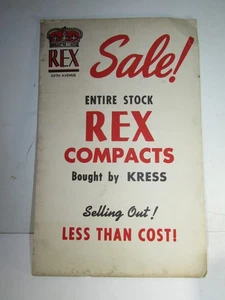 Cartel publicitario compacto cosmético maquillaje años 50 Rex Compact cartón vintage - Imagen 1 de 2