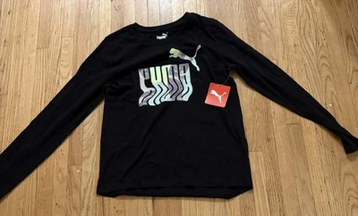 Camisa Puma Niña Manga Larga Talla L (12/14) Negra Con Logo Puma Púrpura Foto 1 de 2