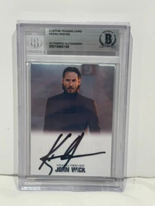 KEANU REEVES SIGNIERTE INDIVIDUELLE KARTE JOHN WICK SELTEN AUTO BECKETT BGS ANSEHEN  - Bild 1 von 2