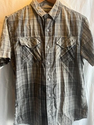 Hawk Button-Up Plaid Short Sleeve Shirt Size Small Gray - Image 1 of 4