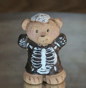 Teddy Bear Figurine in skeleton Halloween costome STANDING Resin which is RARE - Picture 1 of 11