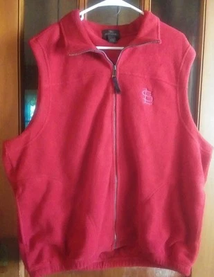 Chaleco Antigua Para Hombre Talla Grande Bordado STL Rojo Suave Vellón Cremallera Completa Exterior  Foto 1 de 4