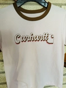 Carhartt Girls Pink Brown Logo T-Shirt Various Sizes BRAND NEW - Picture 1 of 2