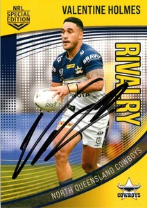 Signed 2022 North Queensland Cowboys NRL TLA Rivalry Card - Valentine Holmes - Picture 1 of 3