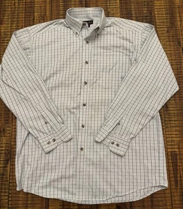 Ariat Shirt Mens Size Large White Black Plaid Long Sleeve Button Down - Picture 1 of 15