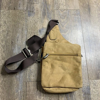 Bandolera Travelon Mujer Beige Gamuza Bolsillos Forrados Correa Ajustable Foto 1 de 4