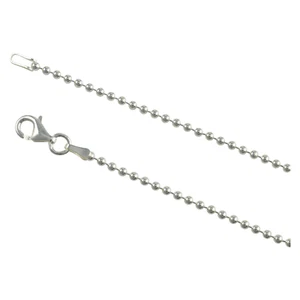 Bola de cuentas redondas de plata esterlina 180 1,8 mm collar cadena lisa etiqueta perro joyería - Imagen 1 de 9