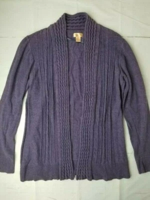 Suéter para mujer Northcrest mediano púrpura abierto cubierta manga larga B3-9 Foto 1 de 4