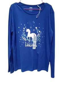Mädchen Kinder T-Shirt Blau Mehrfarbig Langarm Gr. 140 St-0211 - Bild 1 von 1