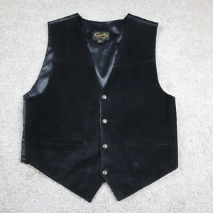Scully Vest Mens Large Black Suaded Leather Western Cowboy Rockabilly Rodeo - Picture 1 of 9