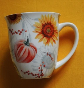 1 Porzellan Tassen Herbst Kürbisse Sonnenblumen Ambiente 0,4l Becher groß Weize - Picture 1 of 7