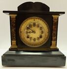 Antique 19th C. New Haven &quot;Taurus&quot; Black Ebonized Victorian Mantel Shelf Clock